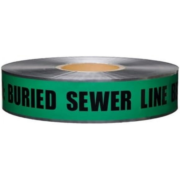Underground Detectable Tape: 2 in. x 1000 ft. (Green with Black "CAUTION BURIED SEWER LINE BELOW" printing)