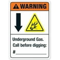 thumbnail image 1 of Underground Gas Call Before Digging Signs,Facility Safety Signs Metal Tin Sign 8x12 Inch Clear Warning for Home & Busines, 1 of 4