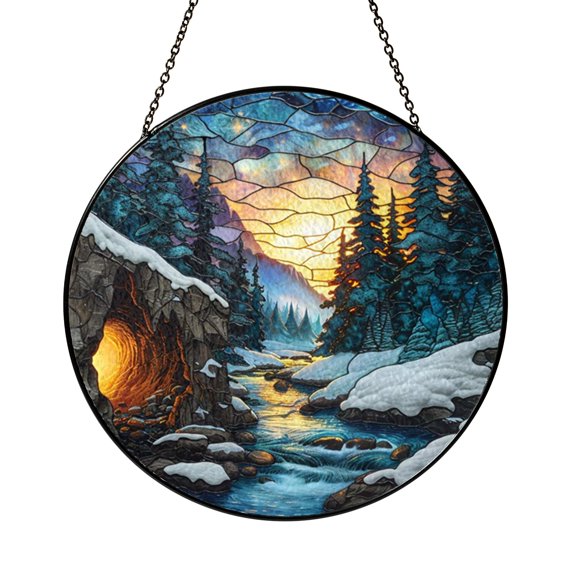 Underground River Scene Stained Glass Suncatcher – Window Decor