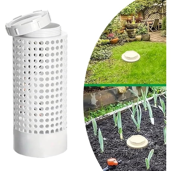 Underground Worm Farm, Garden Mini vermicomposting bin for use in Outdoor Gardening from Kitchen Food Waste, with Holes and lid, White (10.2x4.3x4.3IN)