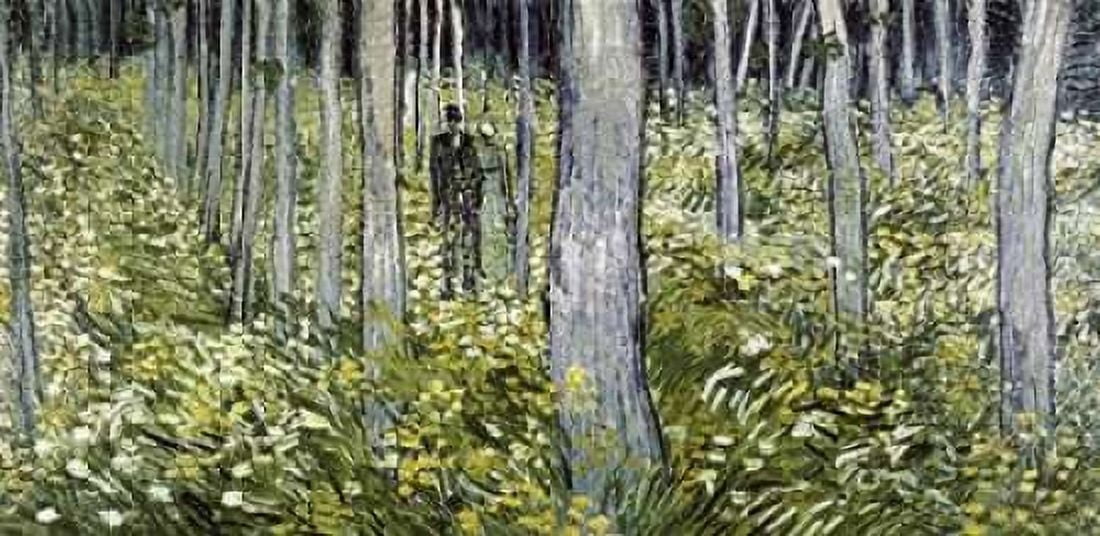 Undergrowth with Two Figures Canvas Art - Vincent Van Gogh (10 x 20)