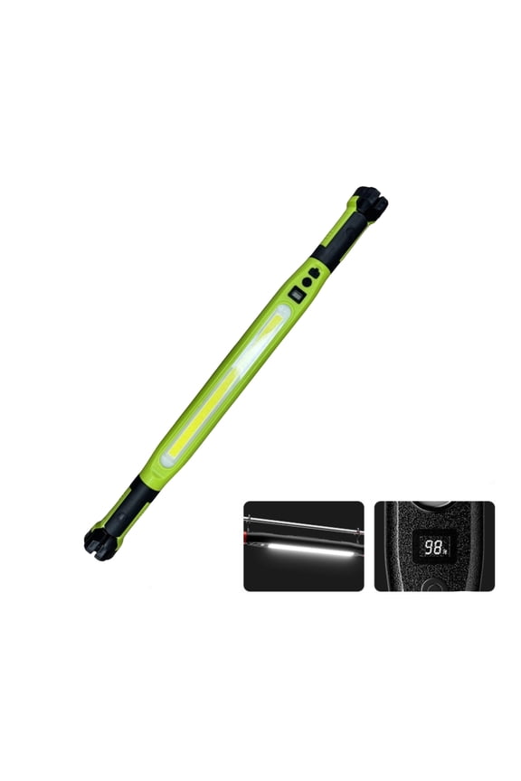 Underhood Work Light, Magnetic Flashlight Rechargeable, 15 in Pen Style, Green, Cob Led, Push Button, Auto Repair inspections, 1 Pc, Usb Cord