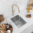 thumbnail image 1 of Stylish Undermount 14" Stainless Steel Single Bowl Kitchen Sink with Grid & Strainer S-310G, 1 of 12