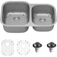 Undermount 16Gauge Stainless Steel 60/40 Double Bowl Kitchen Sink Kit