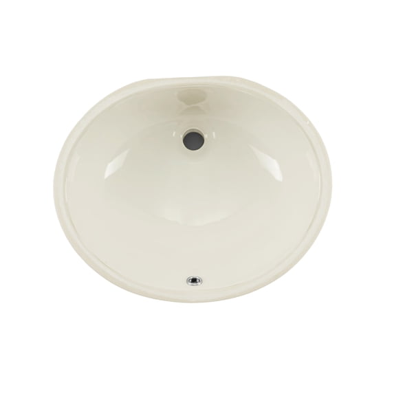 Undermount 17 in. Glazed Porcelain Oval Bathroom Sink in Biscuit