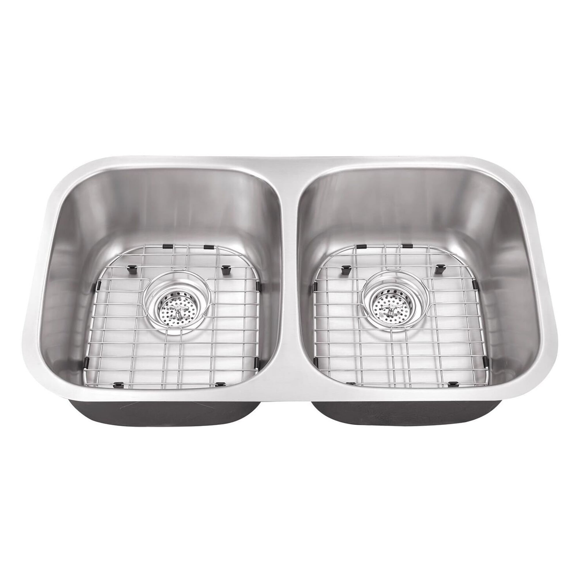 32.25'' Brushed Stainless Steel Double Bowl Undermount Kitchen Sink