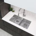 thumbnail image 1 of Stylish Undermount 33" Stainless Steel Low Divider 50/50 Double Bowl Kitchen Sink with 4 accs S-501XG, 1 of 11
