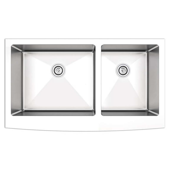 Undermount 35-7/8 in. 60/40 Bowl Apron Front 16 Ga. Stainless Steel Kitchen Sink