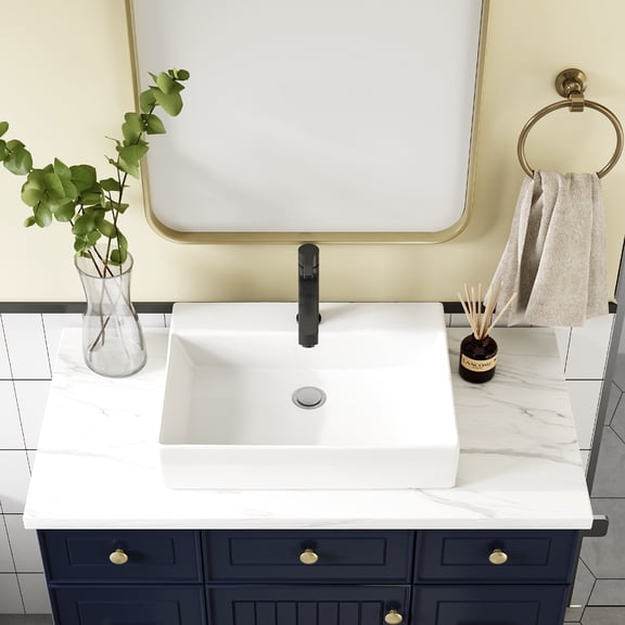 Undermount/Countertop Bathroom Sink, White Sink Undermount/Countertop Bathroom Sink, Porcelain Ceramic Lavatory Bathroom Vanity Sink with Overflow