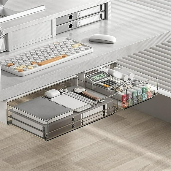 Undermount Drawers, Self Adhesive Drawer Storage Box, Plastic Storage Organizer for Kitchen, Cabinet Convenient Stationery Organizer Rack For Students And Professionals Study Desk Drawer