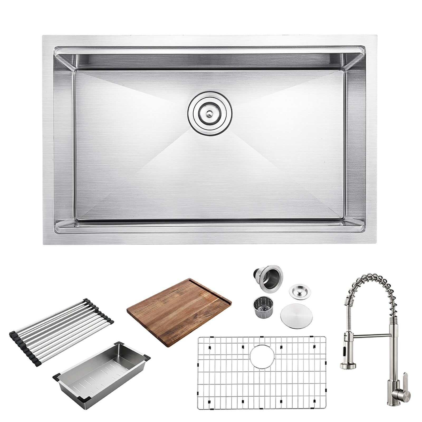 30" Stainless Steel Undermount Workstation Kitchen Sink with Accessories