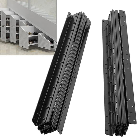 Undermount Heavy Duty Drawer Slides, 260 lb Load Capacity Full Extension Ball Bearing Under Stair Cabinet Rails, Bottom Stair Cabinet Glides Track Runners(23.6inch, Black)