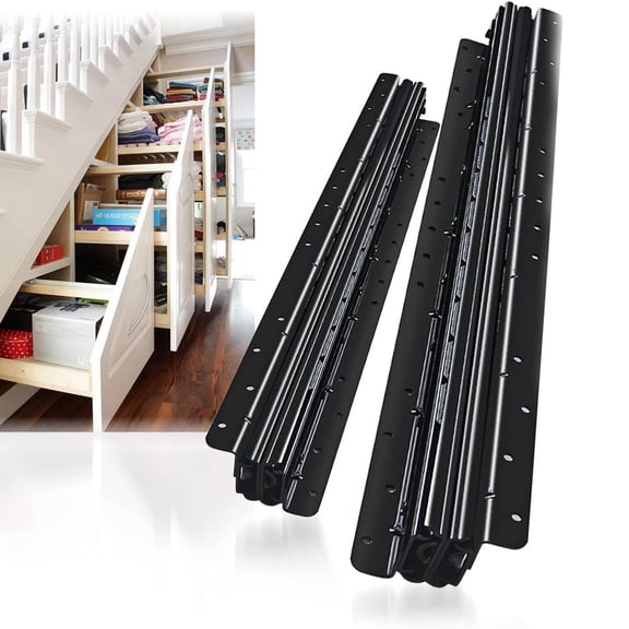 Undermount Heavy Duty Drawer Slides Full Extension Bottom Mounted Hidden Under Ball Bearing Metal Rails Track Guide Glide Runners (Black)
