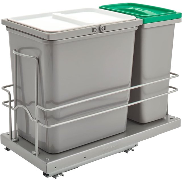 Undermount Pull Out 15 Qt Trash Can & 8 Qt Recycle Bin w/SoftClose