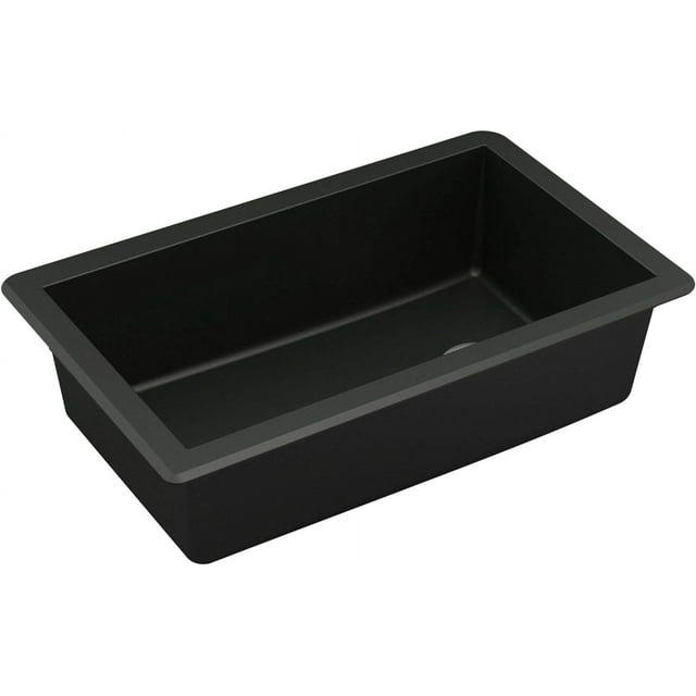 Undermount Quartz Composite 32 in. Single Bowl Kitchen Sink in Black