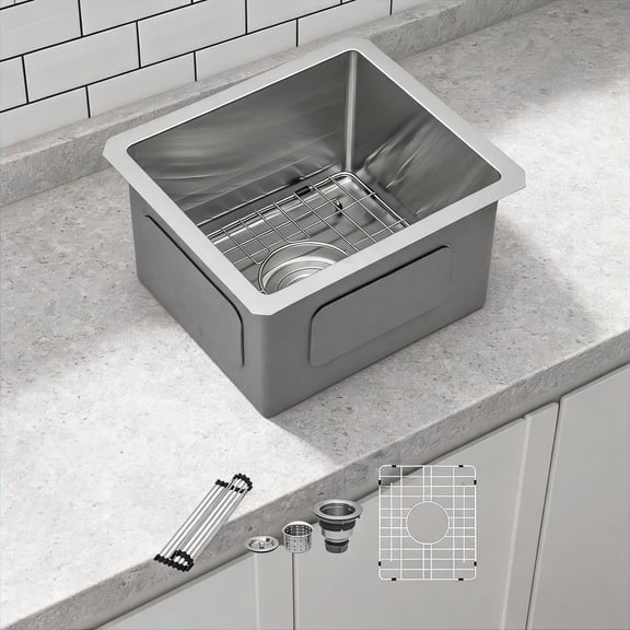 Undermount Single Bowl Kitchen Sink Compact 9-Inch Deep T304 Stainless Steel