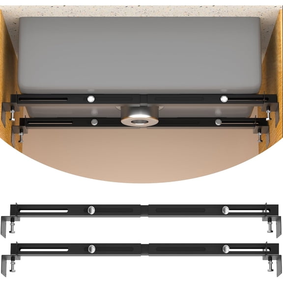 Undermount Sink Brackets, Adjustable Undermount Sink Support, Heavy Duty Under Sink Mounting Brackets Installation for Sink Reinforcement (28.15-39.7 inches) Black