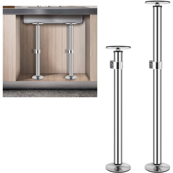 Undermount Sink Brackets, Stainless Steel Undermount Sink Support Brackets, 17.8-31" Adjustable Support Pole, Sink Brackets Repair Kit for Kitchen, Bathroom (2 Pack)