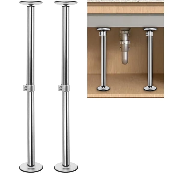 Undermount Sink Support Brackets, 2 Pack 17.7-31.1 Inch Adjustable Stainless Steel Repair Pole for Kitchen Bathroom