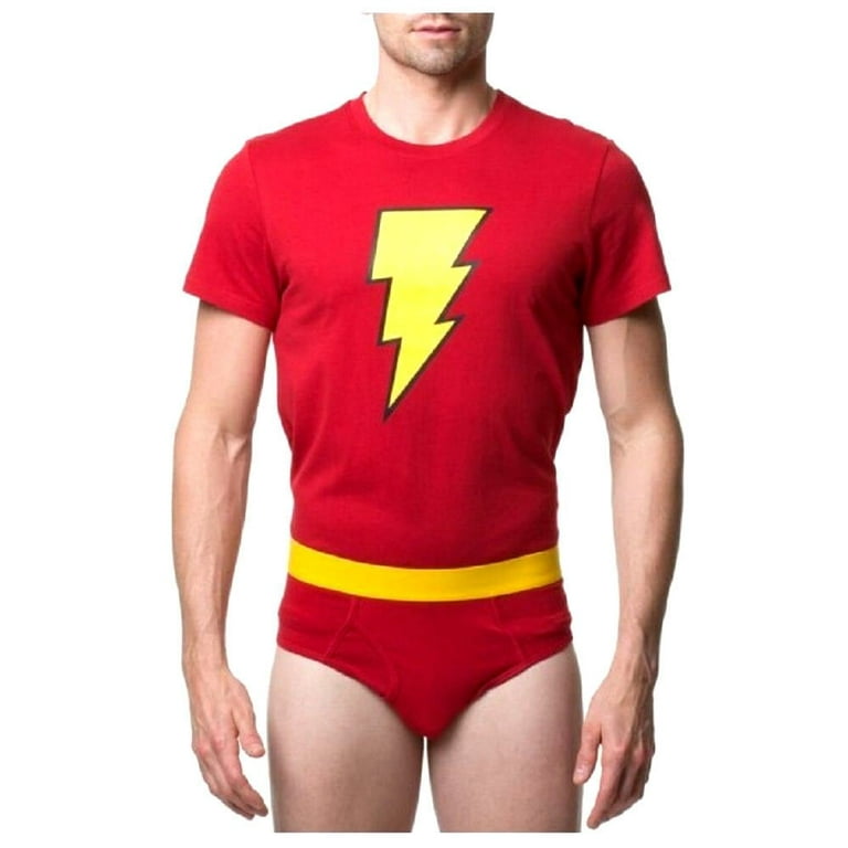 Underoos Mens Red Shazam T-Shirt Underwear Briefs Sleep Set X-Large