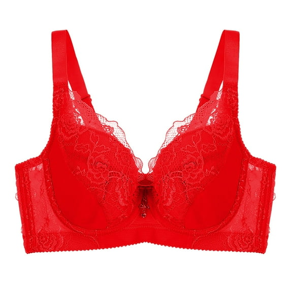 Underoutfit Bras for Women Underwire Push-Up Yoga Bra Solid Print Red 40C