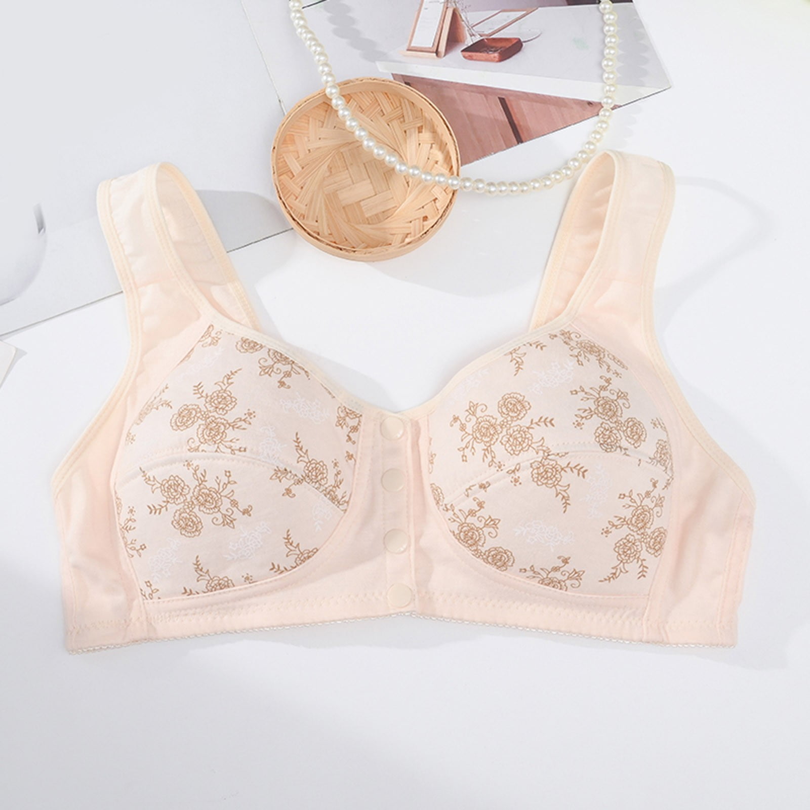 Underoutfit Bras for Women Women's Seamless front buckle Support Bras,Beige,46