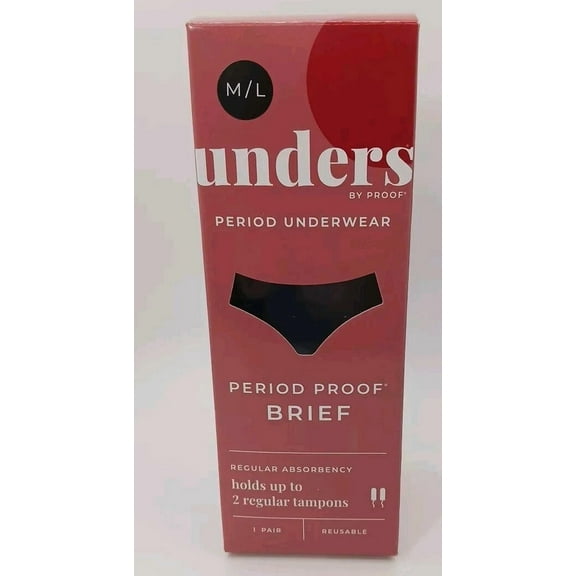 Unders By Proof Period Underwear Regular Absorbency Briefs - Black - M/L (8-14)