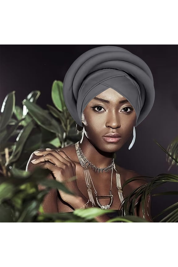 Underscarf AURORADY African Women Turban Caps Beanie Headscarf Pre Tied Braid Headwraps for Women Dark Gray One Size Heardband