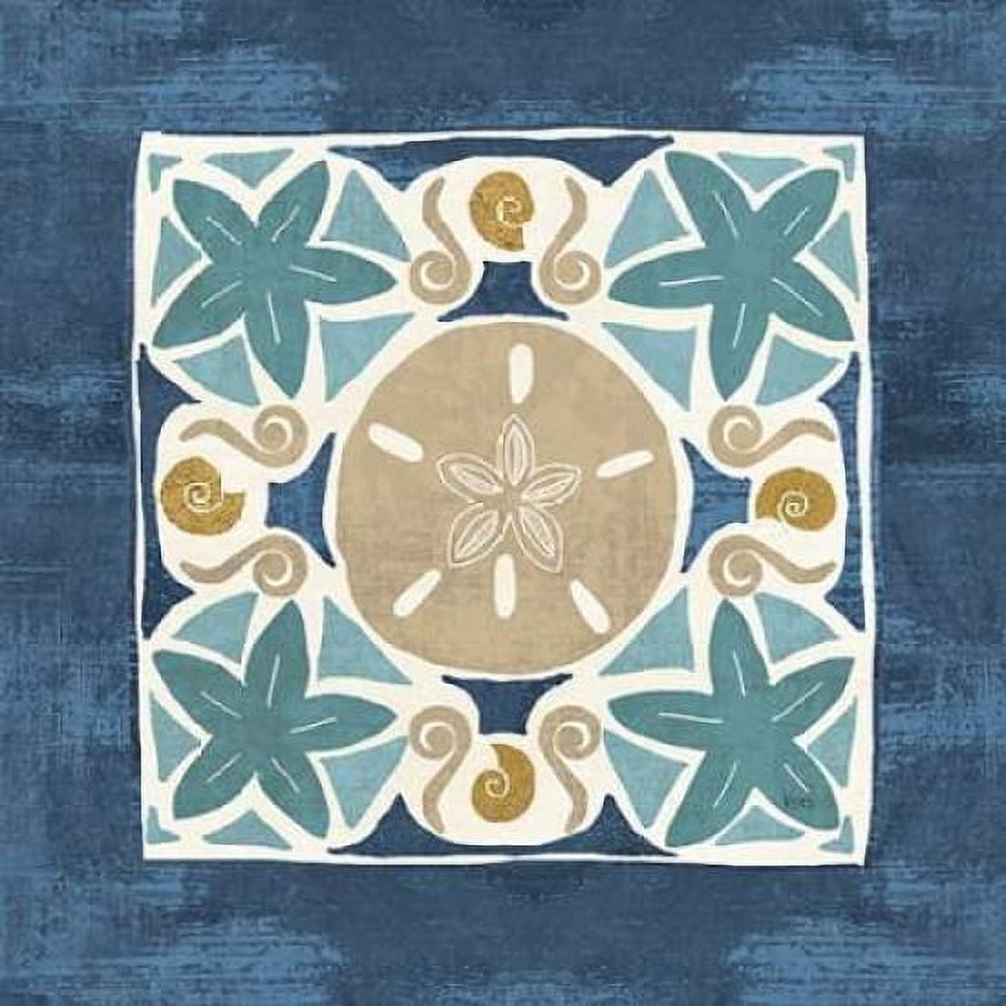 Undersea Blue Tile I Canvas Art - Veronique Charron (24 x 24)