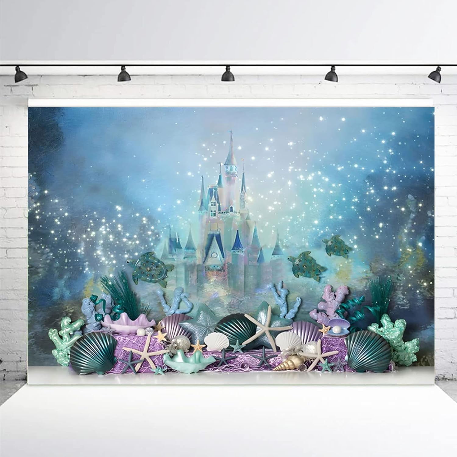 Yeele 7x5ft Undersea Mermaid Castle Photo Backdrop - Kids Birthday Party Decoration Background