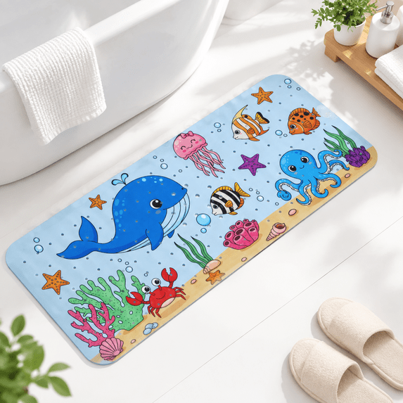 Undersea Extra Long 40 x 16 Inch Non-Slip Bathtub Mat with Suction Cups ...