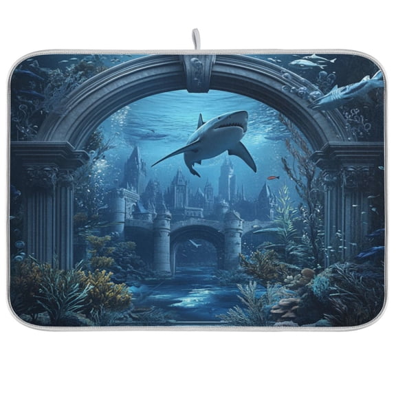 Undersea Fantasy World Dish Drying Mat Kitchen Mats Microfiber Counter Absorbent Dish Pad Drainer Rack