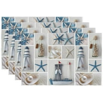 Undersea Starfish Shell and Seahorse Table Placemats Set of 4, Dresser Scarves,Linen Burlap Table Runners Cloth for Dinner Holiday Party, Kitchen Decor Coastal Nautical Sandy Shore 12X18inch