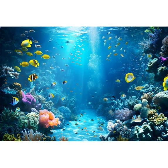 Undersea World Seabed Photography Backdrop Summer Ocean Underwater Fish Coral Kids Birthday Aquarium Photo Background Studio