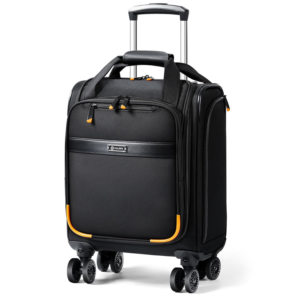 Underseat Carry On Luggage with Spinner Wheels,16 Inch Softside Suitcase with Detachable Sleeve, Lightweight Travel Luggage Airline Approved for Men Women, Black