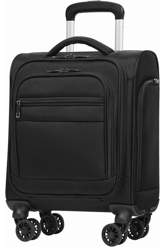 Underseat Carry On Luggage Suitcase Softside Lightweight Rolling Travel Bag Spinner Suitcase Compact Upright 4 Dual Wheel Bag