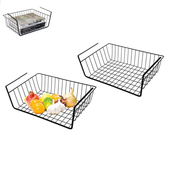 Undershelf Storage Basket,2Pack Resuable Under Cabinet Shelf Basket Organizer,TGY Hanging Cabinet Wire Storage Rack for Bathroom,Kitchen