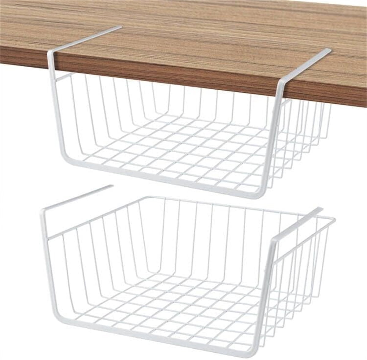 Under Desk Computer Baskets Undershelf Storage Basket Tutuviw 2 Pcs Under Shelf Wire Basket Slide ...
