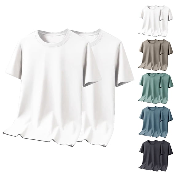 Undershirts Dqueduo Men's Super Value Solid-Color Short Sleeve Crew Neck Tee Large Size, 2 Pack White XXXXL