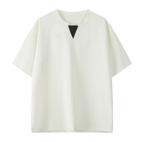 Undershirts For Men Pack Qiggri Men Large Size Solid Color Fashion Casual V-neck Loose Short Sleeve Base Shirt Top Mens T-Shirts