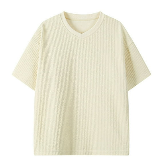 Undershirts For Men Pack Qiggri Men Large Size Solid Color Fashion Casual V-neck Loose Short Sleeve Top Mens T-Shirts