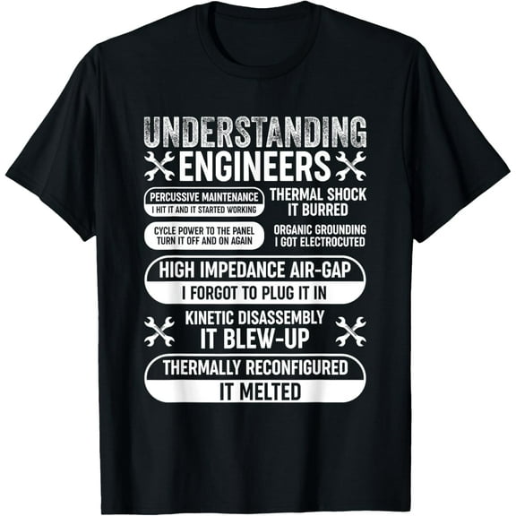Understanding Engineers Funny Mechanical Engineering T-ShirtMen and women, Black T-shirt, size: Extra large