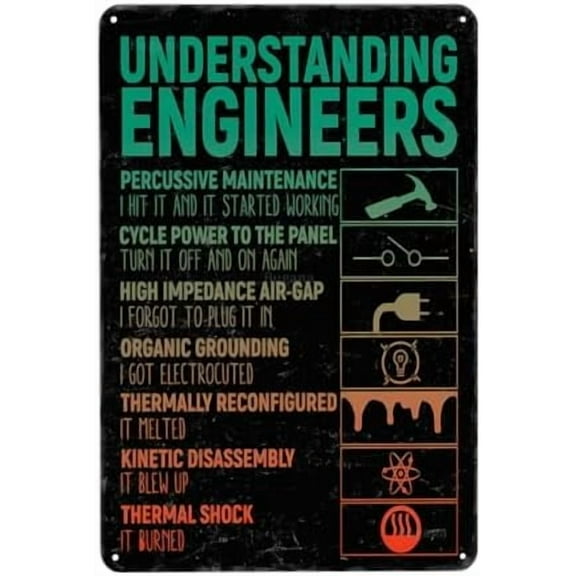 Understanding Engineers Vintage Metal Sign, Retro Tin Signs Posters for Man Cave Bar Garage Car Room Streets Wall Decor Art 8 x 12 Inch