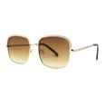 thumbnail image 1 of Understated Rectangle Chain Jewel Brow Trim Fashion Sunglasses Gold Brown, 1 of 4