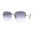 thumbnail image 1 of Understated Rectangle Chain Jewel Brow Trim Fashion Sunglasses Gold Smoke, 1 of 4
