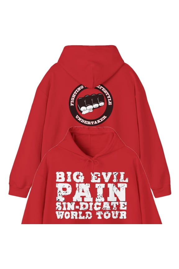 Undertaker Big Evil Pain Sin-Dicate World Tour Red Pullover Hoody