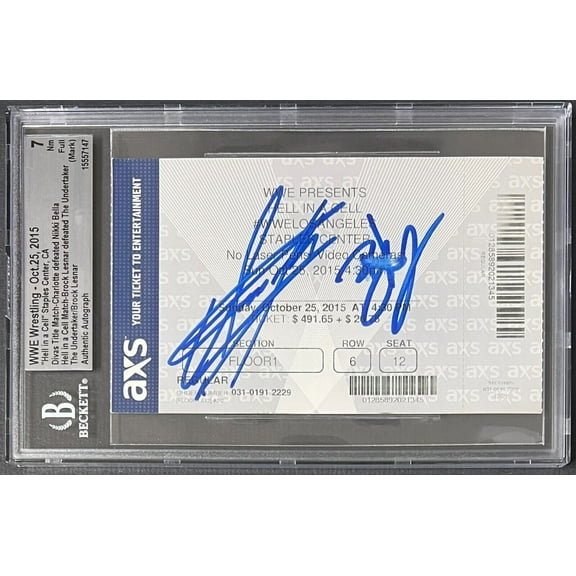 Undertaker Brock Lesnar Signed WWE Hell In The Cell Oct. 25, 2015 Ticket Beckett