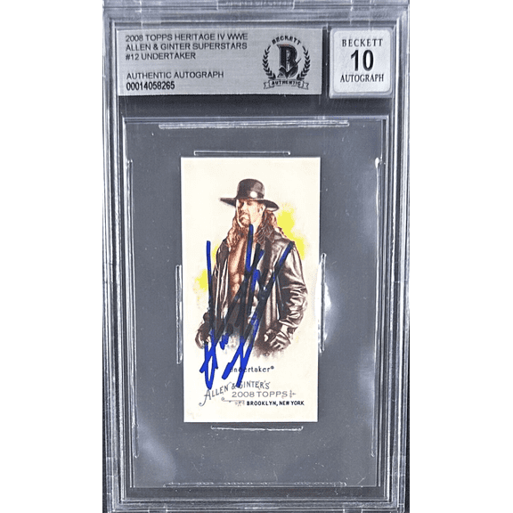 Undertaker Signed 2008 Topps Allen & Ginter WWE Mini Card #13 Beckett 14058265