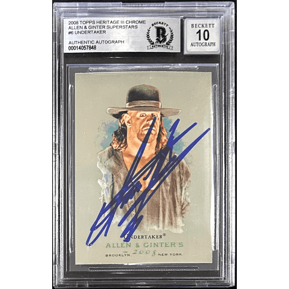 Undertaker Signed 2008 Topps Allen & Ginter WWE Card #6 BAS 14057848 Auto 10
