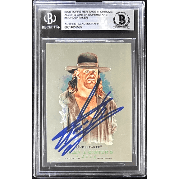Undertaker Signed 2008 Topps Allen & Ginter WWE Card #6 Beckett 14059595